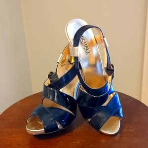 Michael Kors Black Patent Wide Strap Sandals